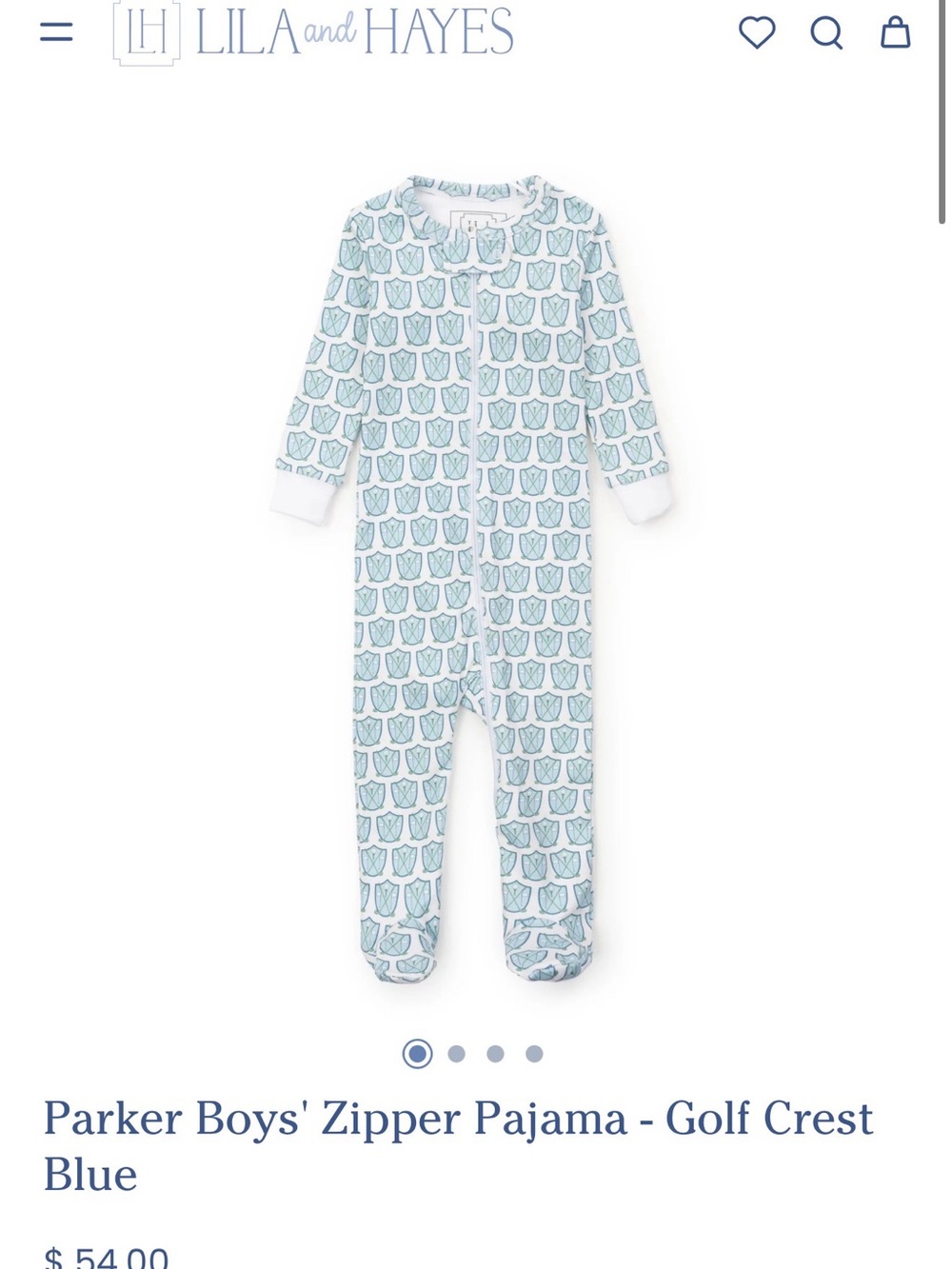 Parker Boys' Blue Golf Crest Footed One-Piece Pajama